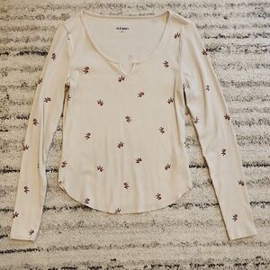Old Navy Cream Floral Long Sleeve Top
